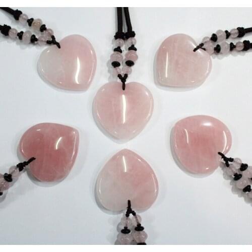 Wholesale Natural aventurine stone Quartz crystal Heart-shaped Sweater chain Pendant for diy Jewelry making necklace Accessories