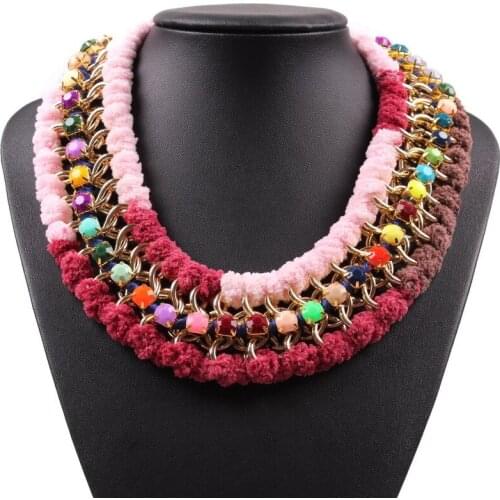 Fashion Colorful Resin Gold Chain String Statement Collar Choker Necklace for Ladies 2021 New Latest Model Jewelry