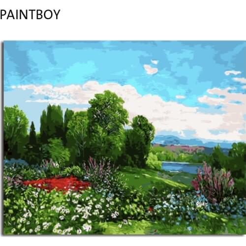 PAINTBOY Landscape Framed Pictures Painting By Numbers Painting and Calligraphy DIY Coloring By Numbers on Canvas
