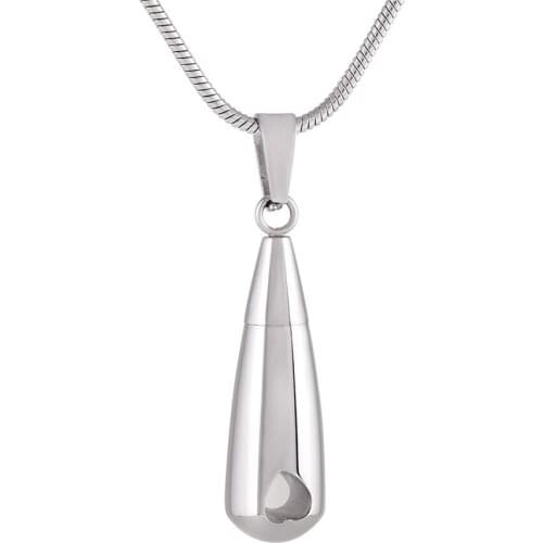 MJD8397 Stainless Steel Tear Drop Cremation Urn Jewelry Keepsake Ashes Pendant Necklace with Hollow Heart
