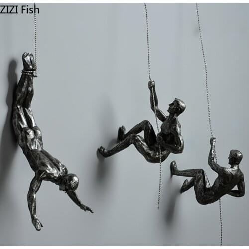 Rock Climber Bar Room Decor Hang Ornaments Resin Figure Statue Adornment Vintage Nordic Decoration Home Background Showpiece