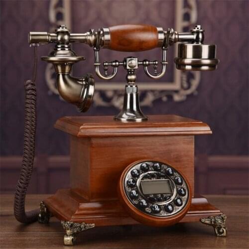 FSK/DTMF Antique European Retro Landline Phone With Call ID Clock Ringtone Timing Function Fixed Telephone For Home Office Hotle