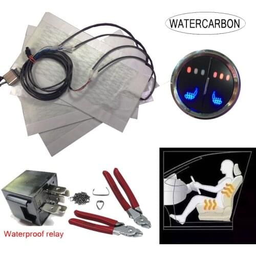 Far Infrared Carbon Fiber 2 Seats Install,Circular Circular Beetle Design 3 Stalls Heating Switch Heated seat kit,4 Pads Treatme