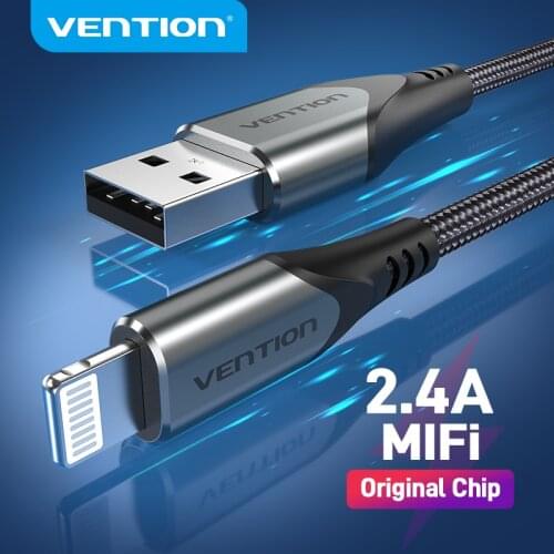 Vention MFi USB Cable for iPhone 12 Min 12 Pro Max X XR 11 2.4A Fast Charging Lightning Cable USB Data Cable Phone Charger Cable
