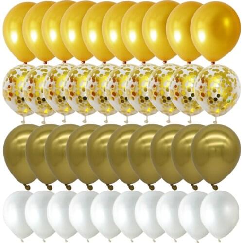 40pcs/lot Metallic Balloon Glitter Confetti Latex Balls Romantic Wedding Decoration Birthday Party New Year Decor Clear Air Ball