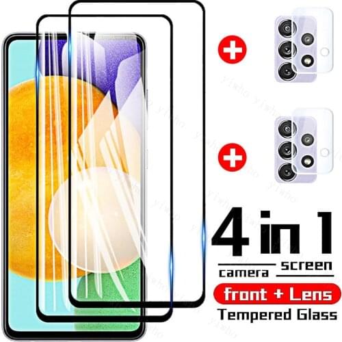 4 In 1 Protective Glass for Samsung Galaxy A72 A82 A52 A42 A32 A22 5g Tempered Camera Lens Screen Protector A12 A02s A21 A51 A71
