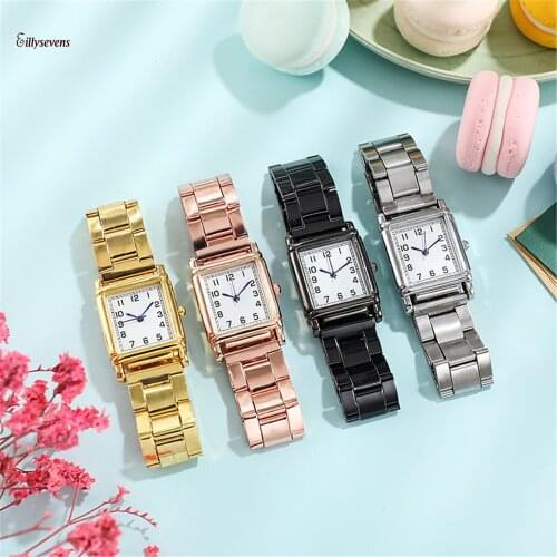 Women Quartz Watches Rectangular Dial Womens Wristwatch Ladies Watches Steel Band Ladies Quartz Watch Montre Femme