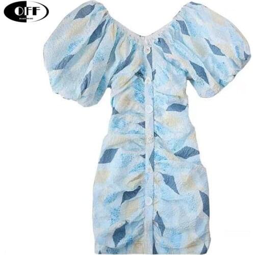 Designer Runway Party Night Club Sexy Mini Dresses For Women Summer Puff Short Sleeve Traf Bodycon Slinky Dress Woman Clothes ZA