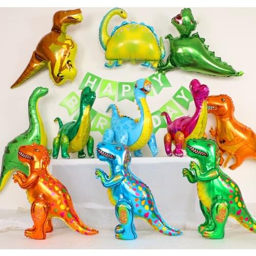 1pcs 4D dinosaur Roar balloons foil standing green dinosaur Jurassic dragon birthday party supplies boy kids toys helium globals