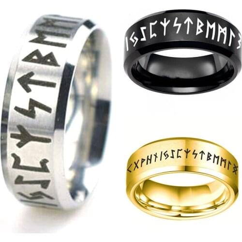 1pc Hot Sold Fashion Metal Rings Finger Decoration Retro Punk Exaggerated Black Amulet Vintage Norse Runes Party Accessories
