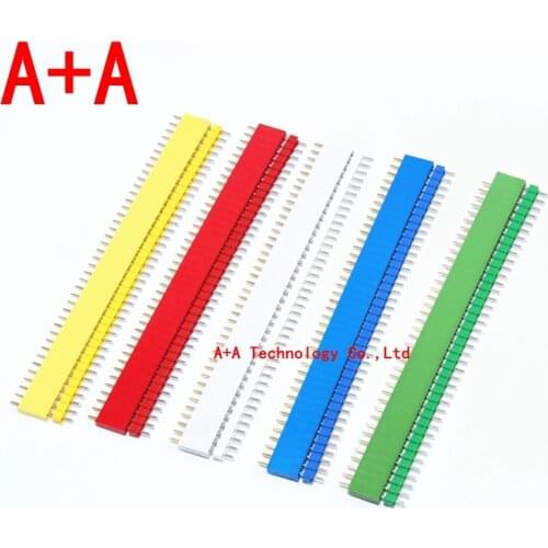 10pcs 5 Pairs 40 Pin 1x40 Single Row Male Female 2.54 Red Yellow Blue White Green Pin Header PCB JST Connector Strip for Arduino