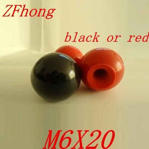 10pcs M6 x 25mm black or red Ball Knob 6mm Thread 25mm Ball Diameter Bakelite Black Ball Lever Knob for Machine Tools