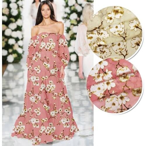 136CM 72G/M Beige Pink Thin Burnt-out Silk Nylon Rayon Fabric for Summer one-piece Dress Shirt Clothes Jacket JH040