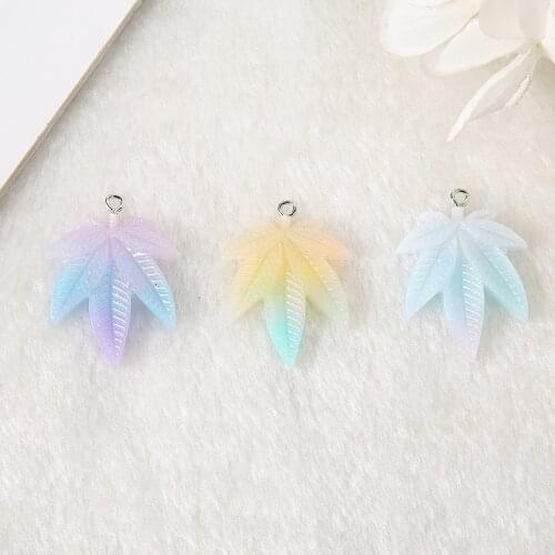 NEW 15pcs /Lot 30*25mm Multicolor Flatback Resin Leaf For Necklace Earring Keychain Pendant DIY Making Accessories