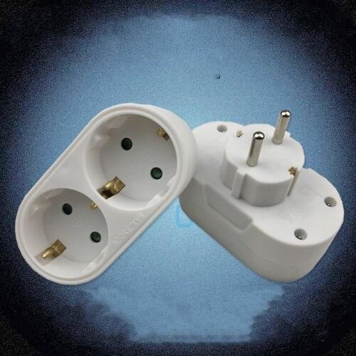 2PCS European Type Conversion Plug 1 TO 2 Way EU Standard Power Adapter Socket 16A Travel Plugs AC 250V