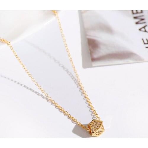 2020 Geometric CZ Pendant Necklace Charming Long Chain Gold Necklace Ornaments Jewelry Gift Wholesale