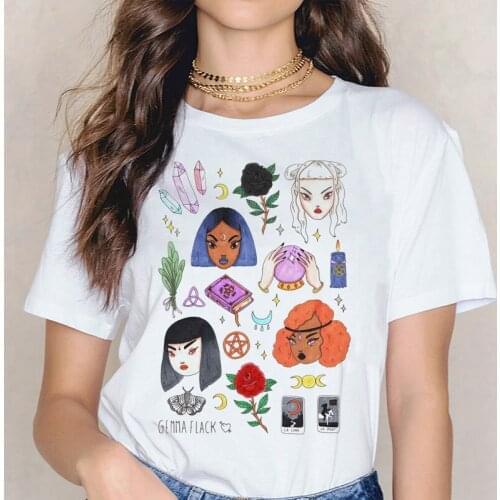 2020 Fashion Creative Graphic Tees Women Korean Harajuku T-shirt Summer White Top Plus Size Casual Short Sleeve Streetwear Tees