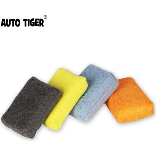 AUTO TIGER Towel Square Waxing Sponge Super Soft Microfiber Car Wax Applicator Waxing Sponge For Waxing And Polishing