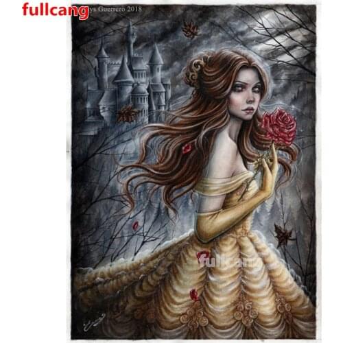 DIY Diamond Embroidery Vampire,5D Diamond Painting Fantasy Castle Fairy Gothic Girl Mosaic Home Decor Full Rhinestone JX2375