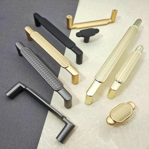 American Dooroom Zinc Alloy Furniture Solid Handles Gold Black Modern Wardrobe Cabinet Dresser Drawer Pulls Knobs Hardware