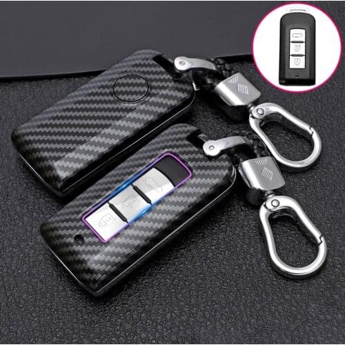 ABS Carbon Fiber Car Remote Key Full Cover Case For Mitsubishi Outlander Lancer Eclipse EX ASX Cross Colt Grandis Pajero Holder