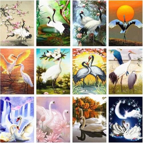 AZQSD 5D Diamond Embroidery Red-crowned Crane DIY Diamond Painting Mosaic Animal Handmade Gift Home Decoration
