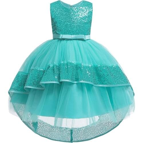 Sequins Trailing Formal Evening Wedding Gown Tutu Princess Dress Flower Girls Children Clothing Kids Party For Girl Clothes