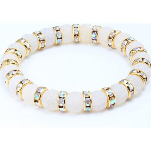 Hot Classic Natural Stone Men Buddha Energy Charm Bracelet For Women Crystal White Beaded Bracelets Fashion Jewelry