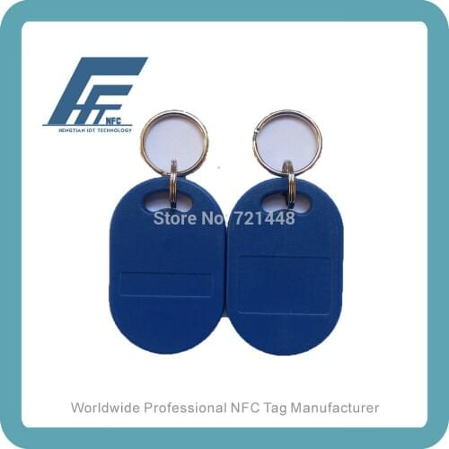 NFC keychain Ntag213 compatible with all nfc mobile phones Blue Waterproof NFC keyfob 100pcs