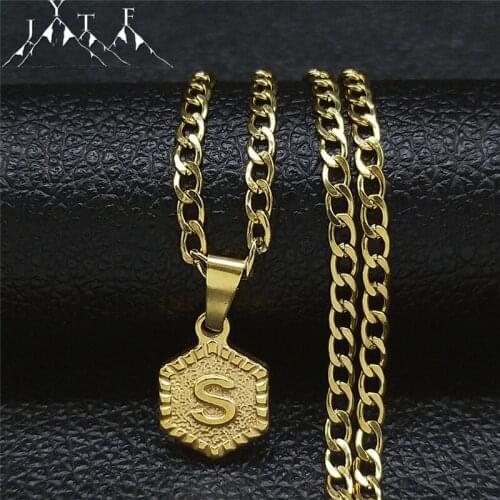 Stainless Steel Layer S Chain Necklaces Women Gold Color Initials Pendant Necklace Jewelry collier acier inoxydable XH138S03