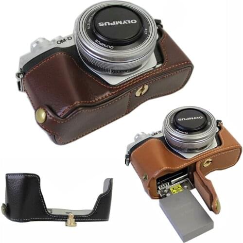 Genuine Real Leather Half Body Set Cover Case For Olympus OM-D E-M10 Mark II EM10III EM10 III E-M10III With Battery Opening
