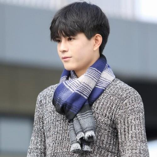 [DIFANNI] Cashmere Striped Scarf Man Winter Brand Scarf Men Fashion Designer Shawl Bussiness Casual Scarves