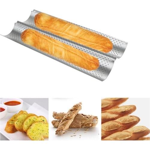 2Groove French Bread Baking Mold Rectangular Non-Stick Form Metal Dish Wave Tray Practical Cake Loaf Baguette Pans Tools Home