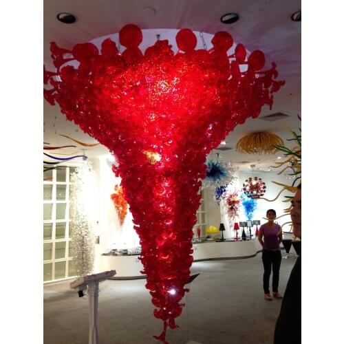 LR742-Custom Made Hotel Decorative Contomporary Style Hand Blown Murano Glass Art Flower Large Chandelier Lighting