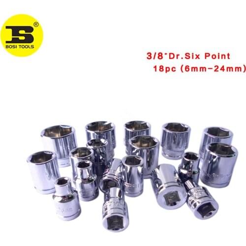 BOSI 18PC 6mm-24mm 3/8" Drive socket set six point
