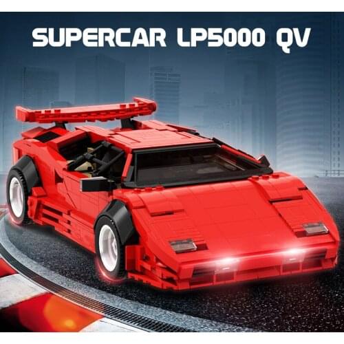 MOC Racing Car LP5000 QV Red Car Versionby Blocks High-TechHigh Speed Bricks Model Toys For Kids Or Adult Birthday Gifts 1316pc
