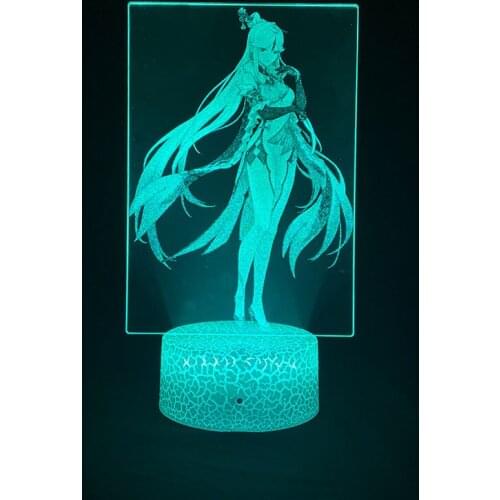Game Genshin Impact Ningguang 3D Picture Lamp Smart Phone Control for Home Interior Lighting Bedside Lamp Fans Around Book Lamp