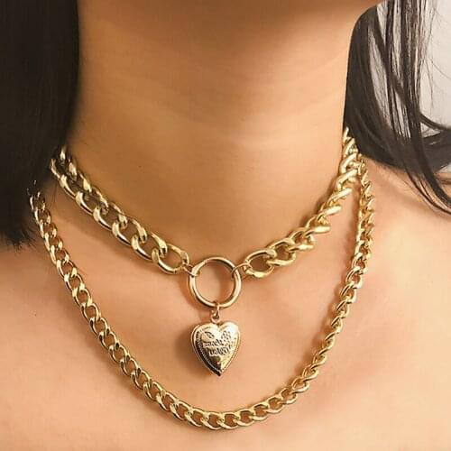 Retro Creative Love Alloy Pendant can be opened double Womens Necklace