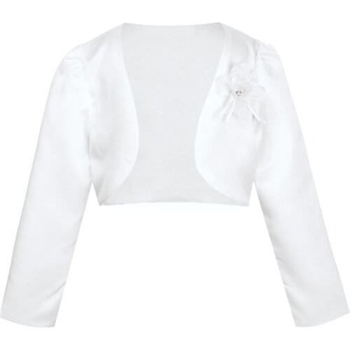 Girls' Bolero Jacket Kids Girls Long Sleeves Shrug Bridal Cape Wedding Cloaks Shawl Shrug Outerwear Coats Flower Girl Clothes