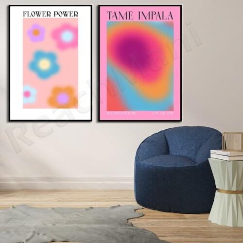 Hot Selling Music Tame Impala-Flower Power Poster, | Medieval Modern Pastel Floral Art Gradient Spirit Poster, Retro Color Canva