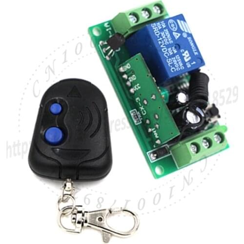 Best Price 12V 10A 1CH 100M wireless remote control switch Relay Transceiver + Receiver Fixed code 315/433 MHz SKU: 5096