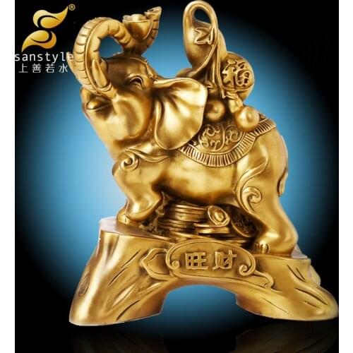 Lucky Elephant copper ornaments as good as water to the living room decoration Feng Shui Home Furnishing crafts 1975