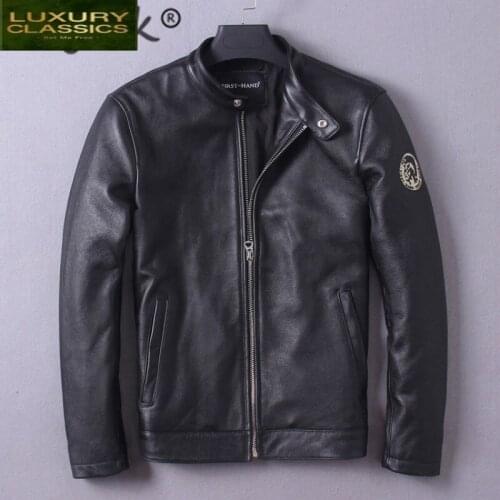 Men Jacket Genuine Leather Clothes 2021 Korean Streetwear Real Cow Leather Coat Slim Fit Motorcycle Jaqueta De Couro 1218