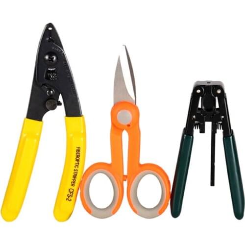 3 in 1 Fiber Tools Kit Fiber Drop Cable Stripper, Kevlar Scissors and Indoor Cable Stripper to Strip Jacket buffer Coating off