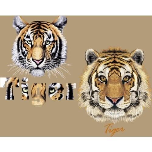 Fine Tiger Animal Patches T-shirt Press Heat Transfer Sticker A-level Washable Iron On Appliques For T-shirt Dresses Decor