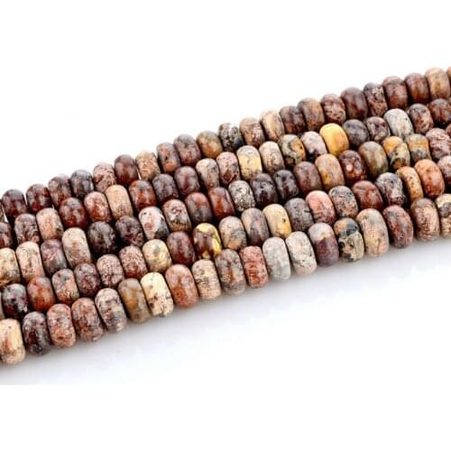 Natural Leopard Skin Stone Abacus Flat Ball Loose Beads 4x8mm Beadwork Jewelry Making Semi-precious Necklace DIY Bracelet 39cm