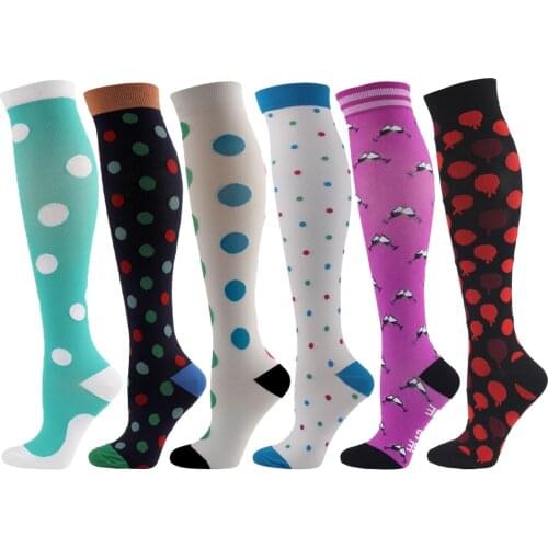 New Compression Stockings Neutral Sports Socks Nylon Material Prevent Varicose Veins Cartoon Pattern Unisex Soccer Socks