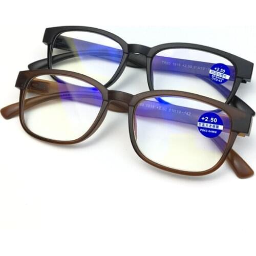 New 2020 Anti-blue light Reading glasses Matte TR square frame Mens womens General glasses black /Brown