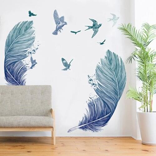New 5D wall sticker Personality feather PVC removable waterproof DIY stickers TV backdrop decorative painting creative wallpaper