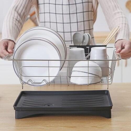 Stainless Steel Single Layer Drain Dish Rack Multipurpose Kitchen Dishware Storage Stand Rust-proof Durable Sturdy Kitchen Tool